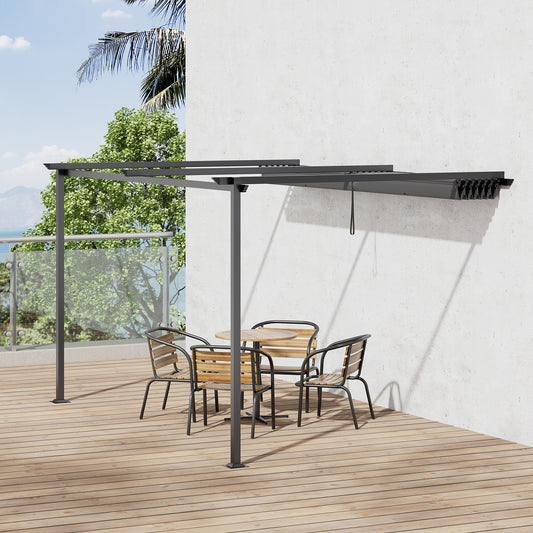 10 x 10FT Outdoor Lean To Retractable Pergola with Canopy