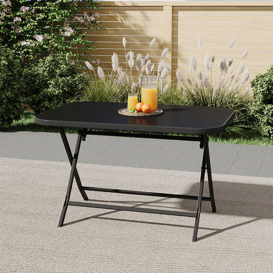 Metal Frame Table with Tempered Glass Top
