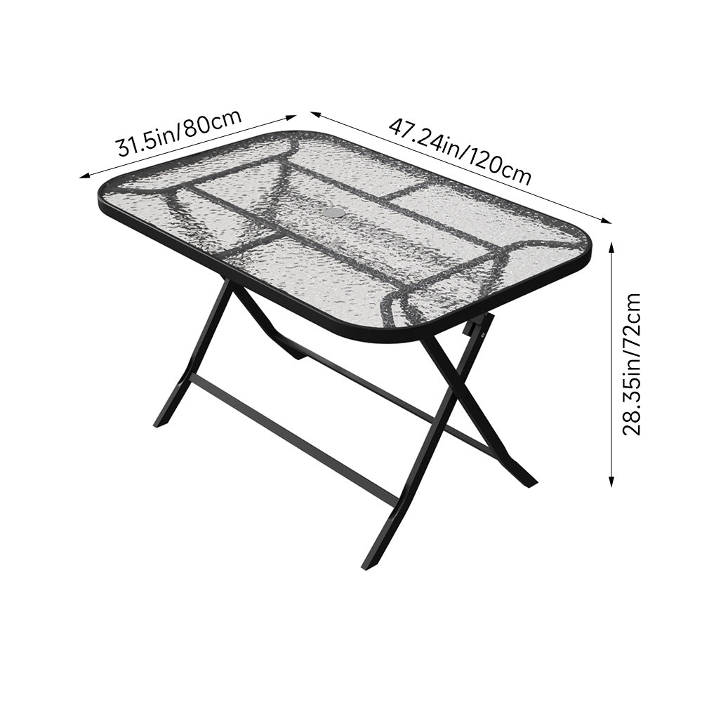Outdoor/Indoor Metal Folding Table with Umbrella Hole