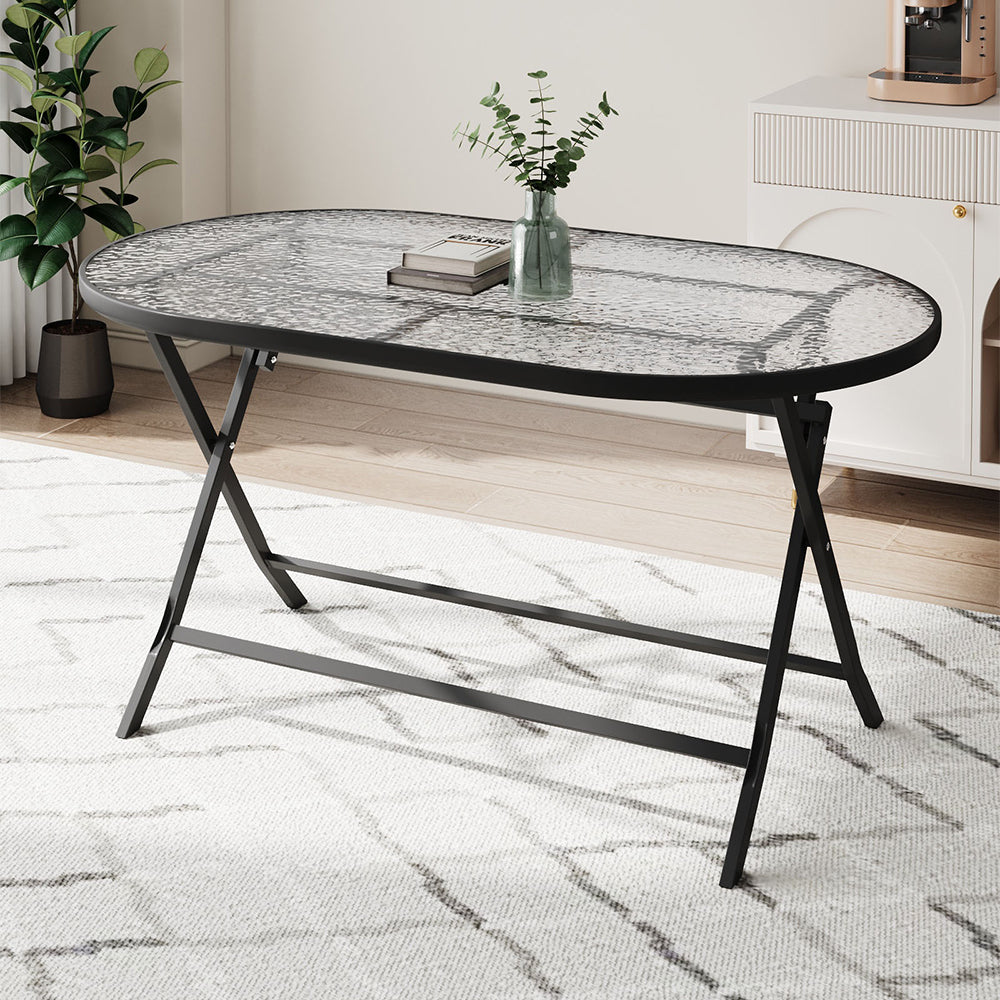 Outdoor/Indoor Metal Folding Table with Umbrella Hole