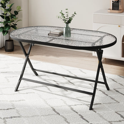 Outdoor/Indoor Metal Folding Table with Umbrella Hole
