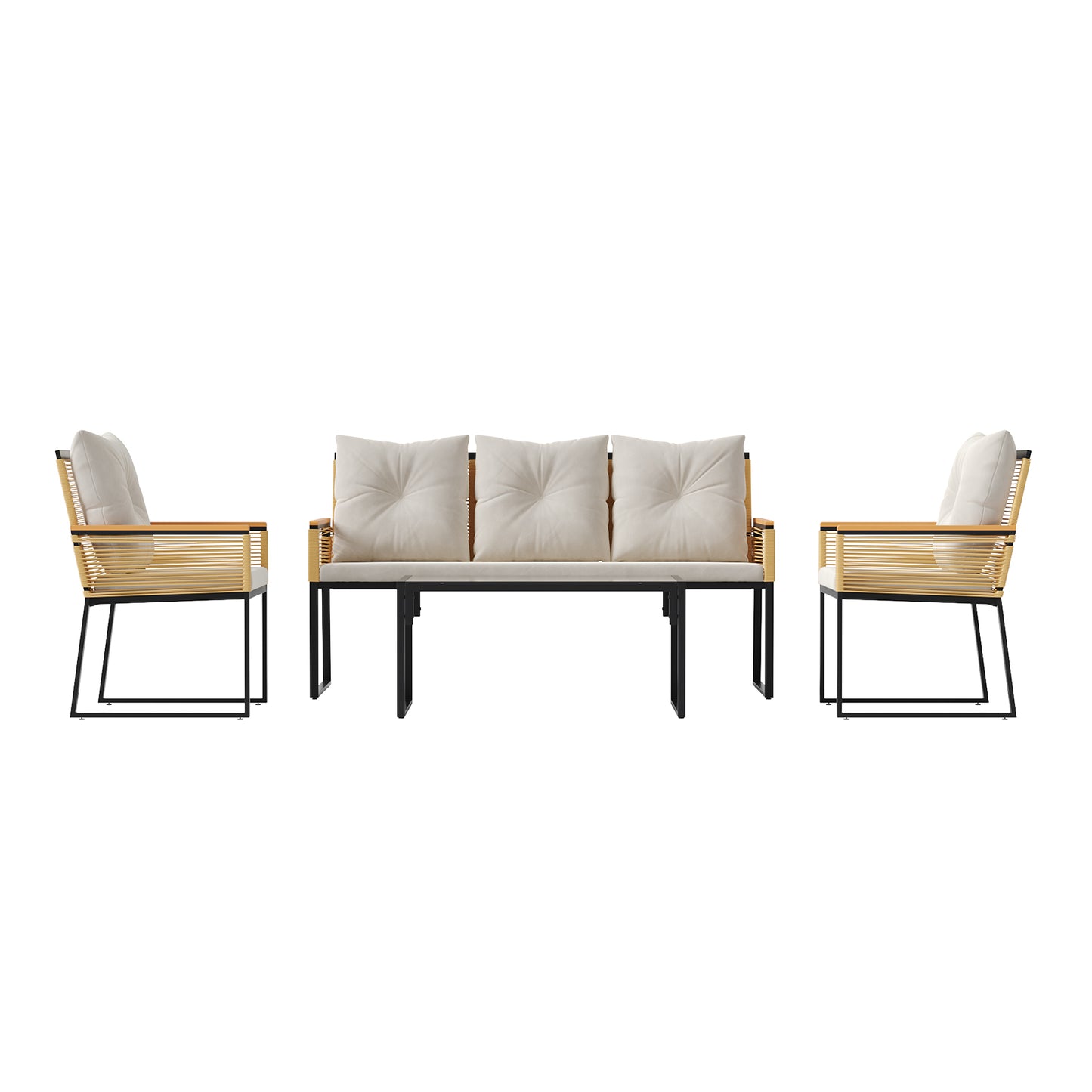 Indoor/Outdoor Rattan Sofa Coffee Table Furniture Set for