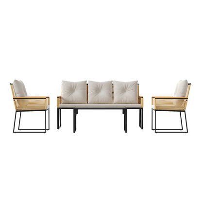 Indoor/Outdoor Rattan Sofa Coffee Table Furniture Set for