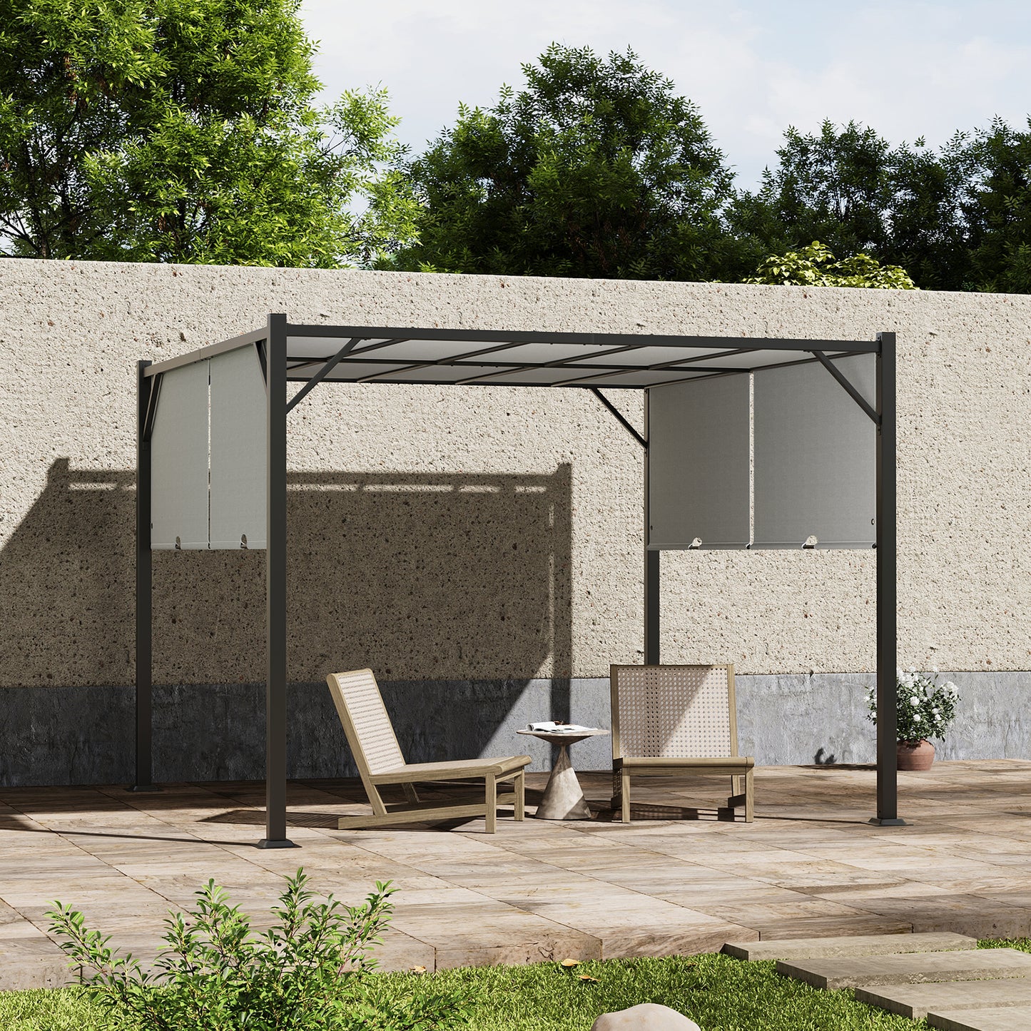 Outdoor Pergola with Retractable Canopy