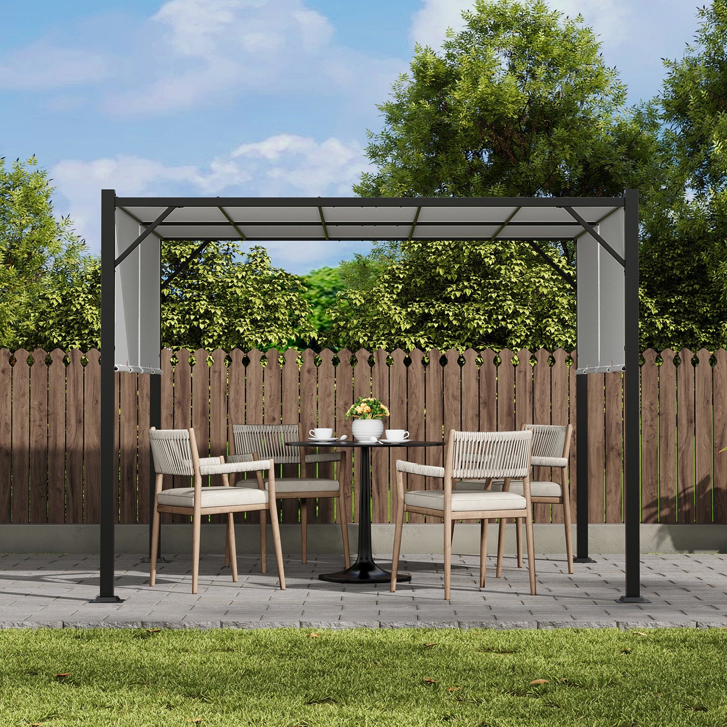Outdoor Pergola with Retractable Canopy