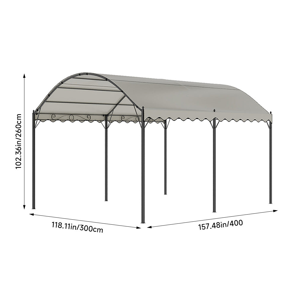 Outdoor Metal Arched Pergola with Canopy