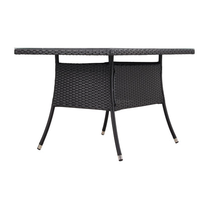 Garden Rattan Tempered Glass Top Rectangular Table with Parasol Hole