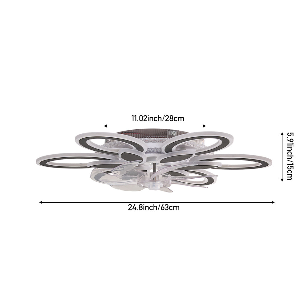 Modern RGB LED Ceiling Fan Light with Remote Control