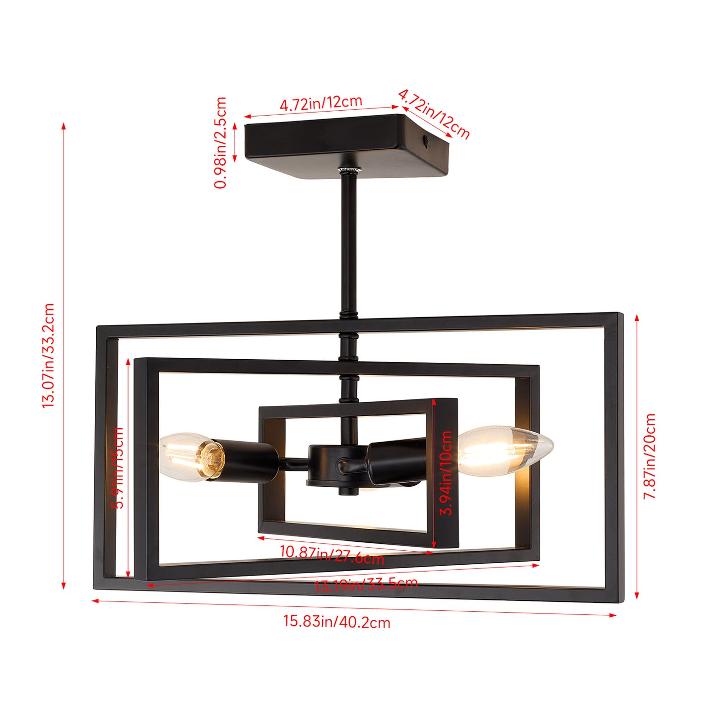Industrial Semi-Flush Mount Ceiling Light