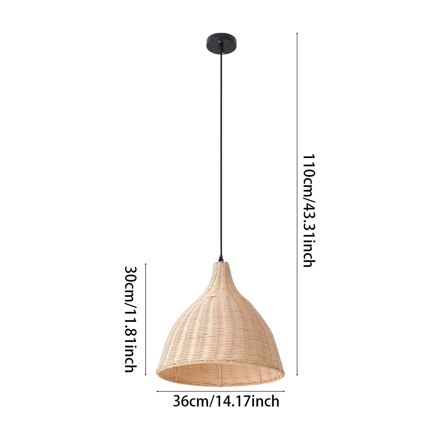 Rattan-Woven Pendant Light