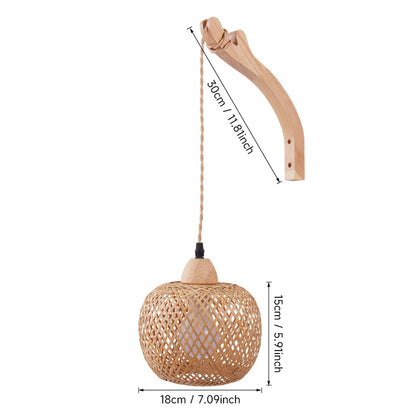 Bamboo Lampshade E27 Wall Light