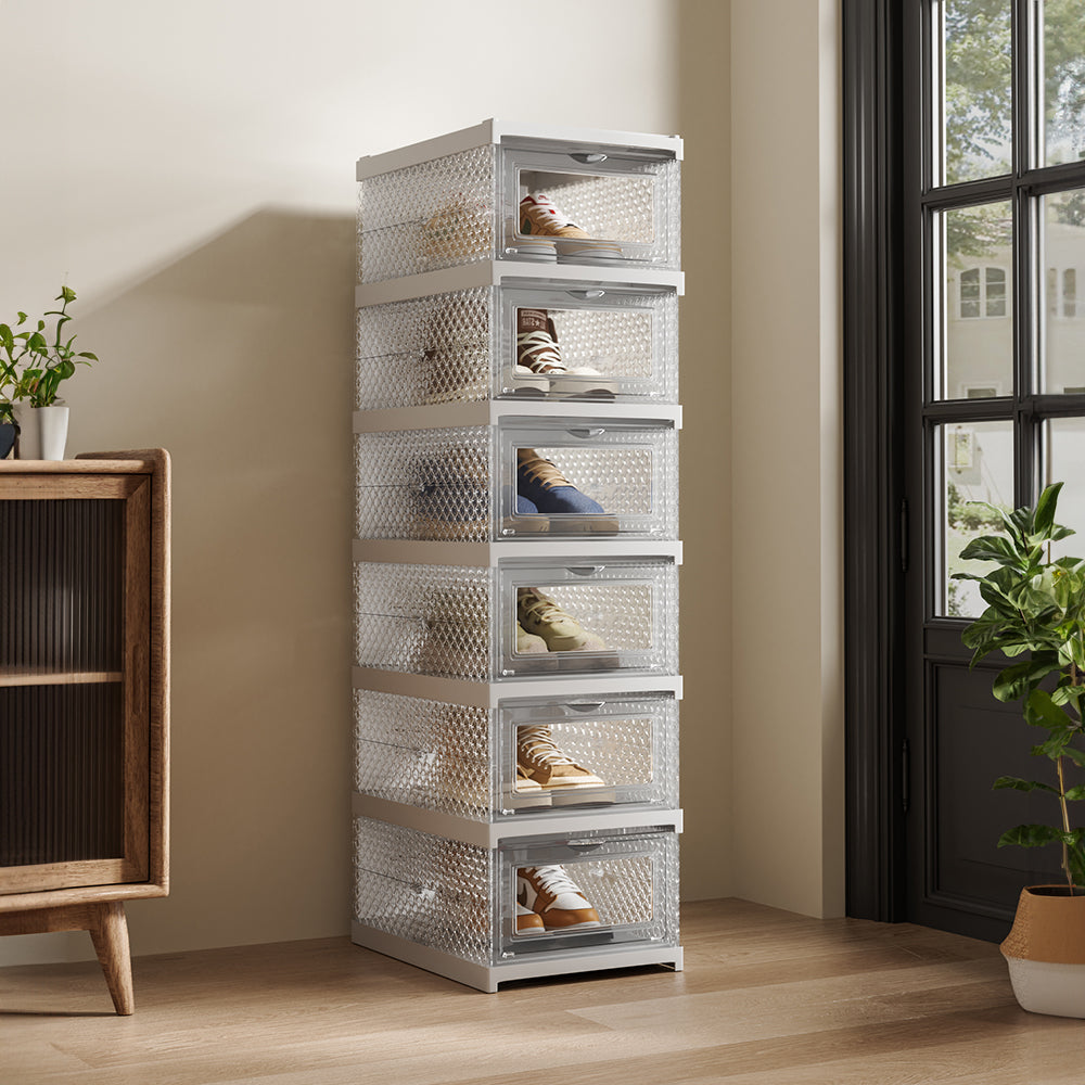 6-Tier Foldable Angel White Shoes Box