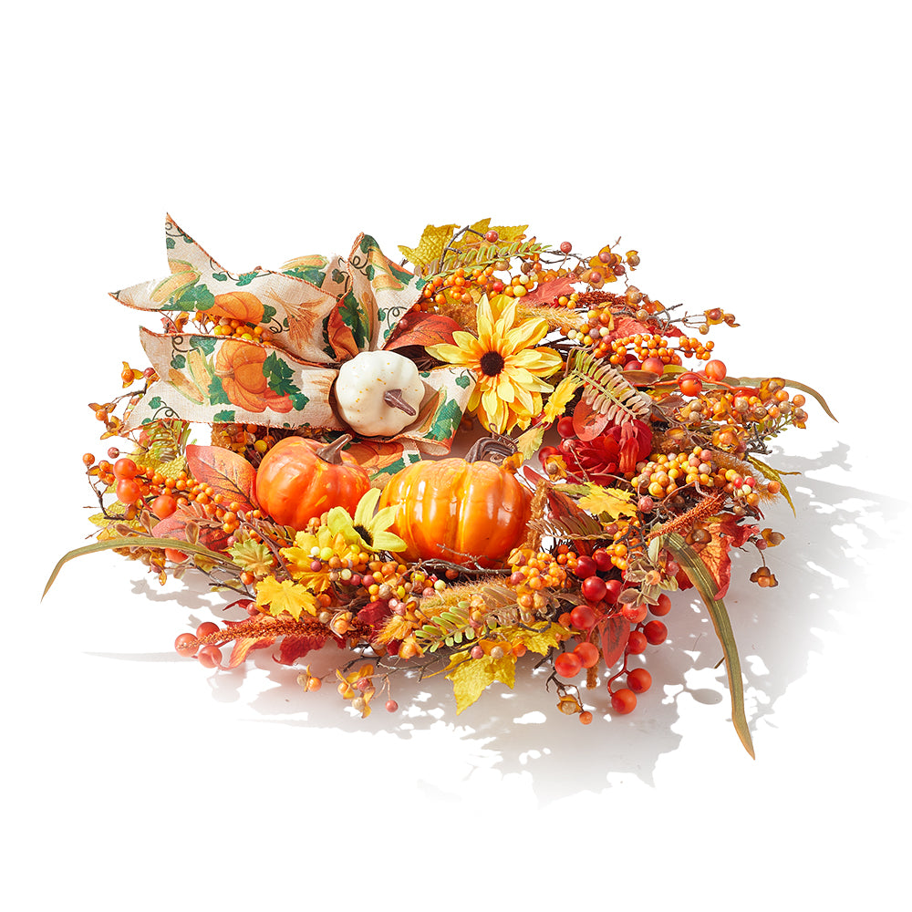 Halloween Artificial Pumpkin Maple Leaves Wreath