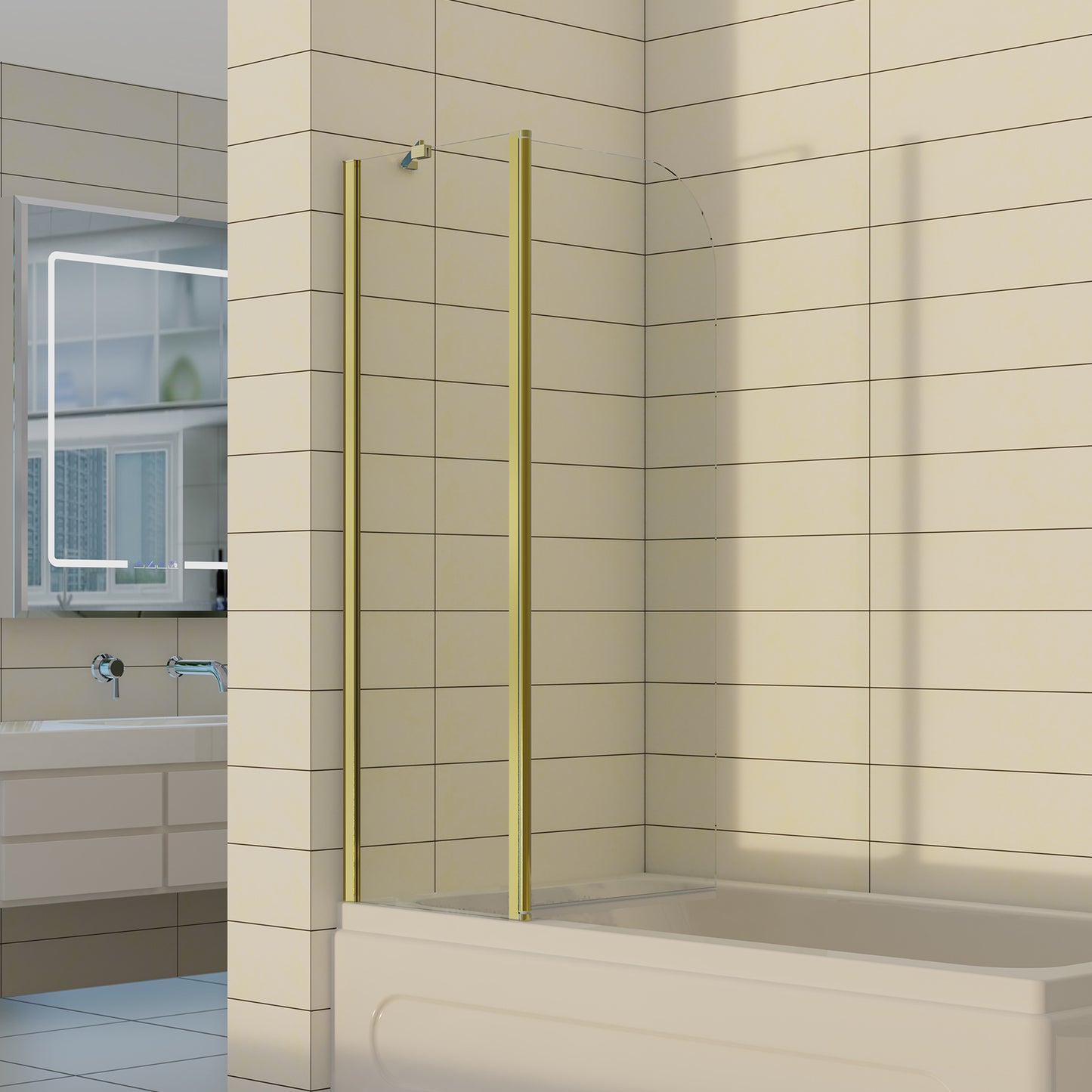2-Section 180°Pivot Over Bath Shower Screen