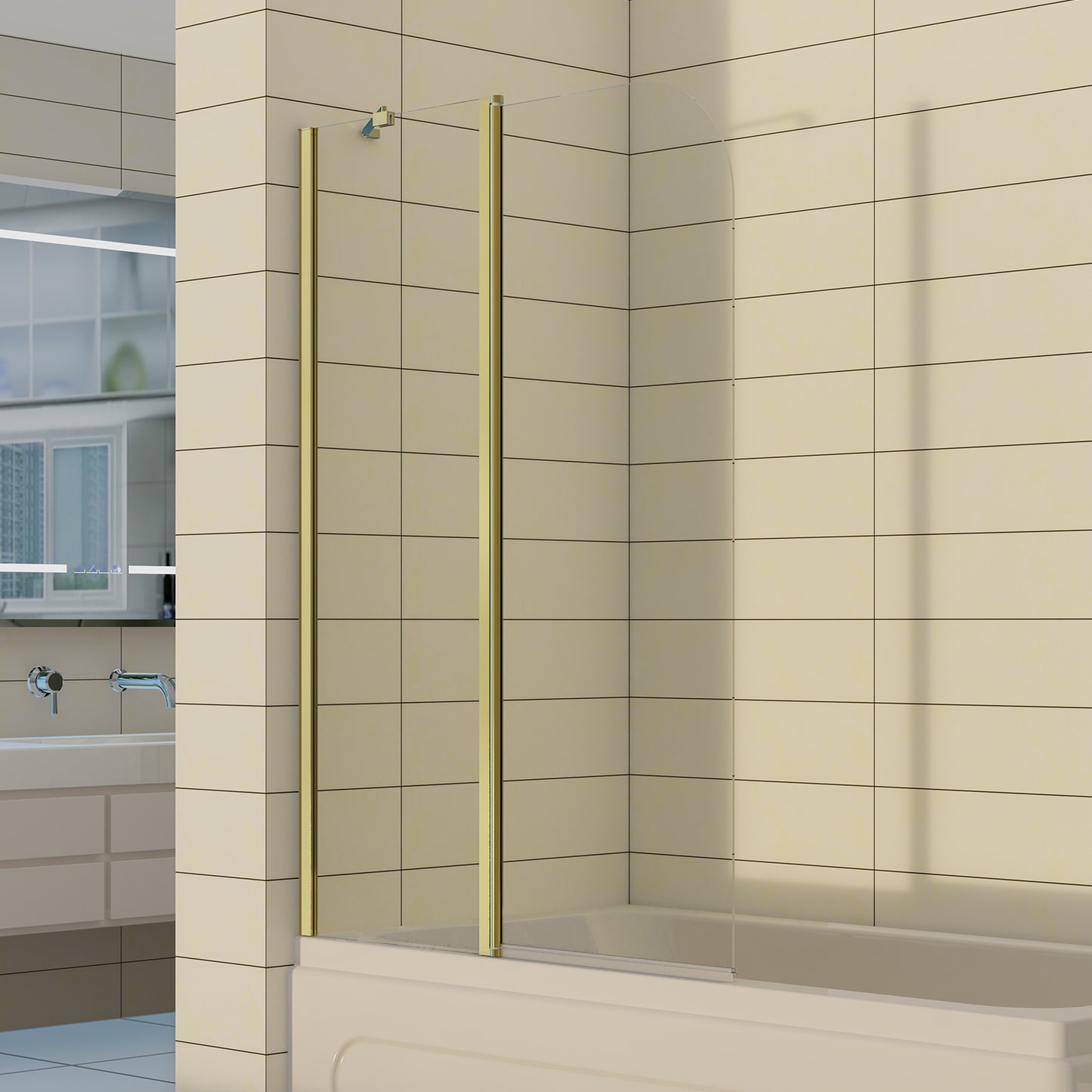 2-Section 180°Pivot Over Bath Shower Screen