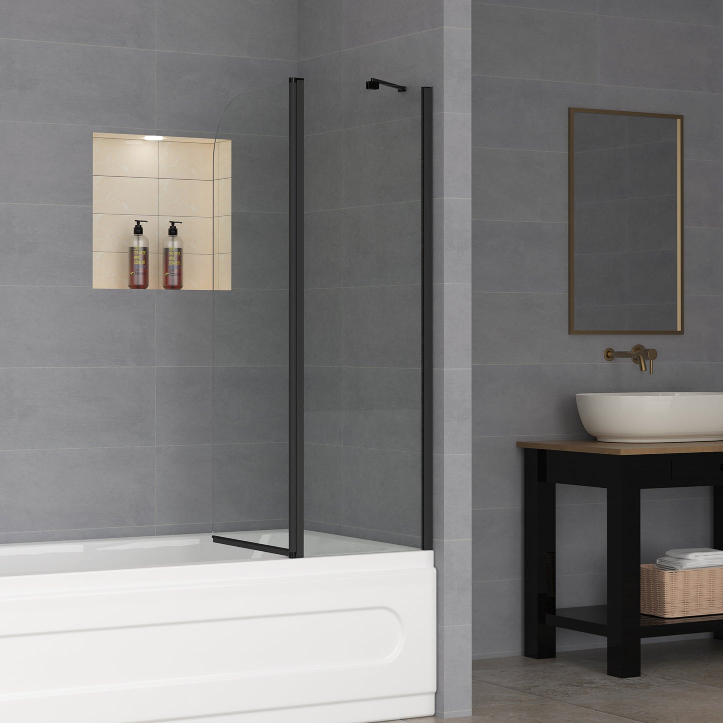 2-Section 180°Pivot Over Bath Shower Screen