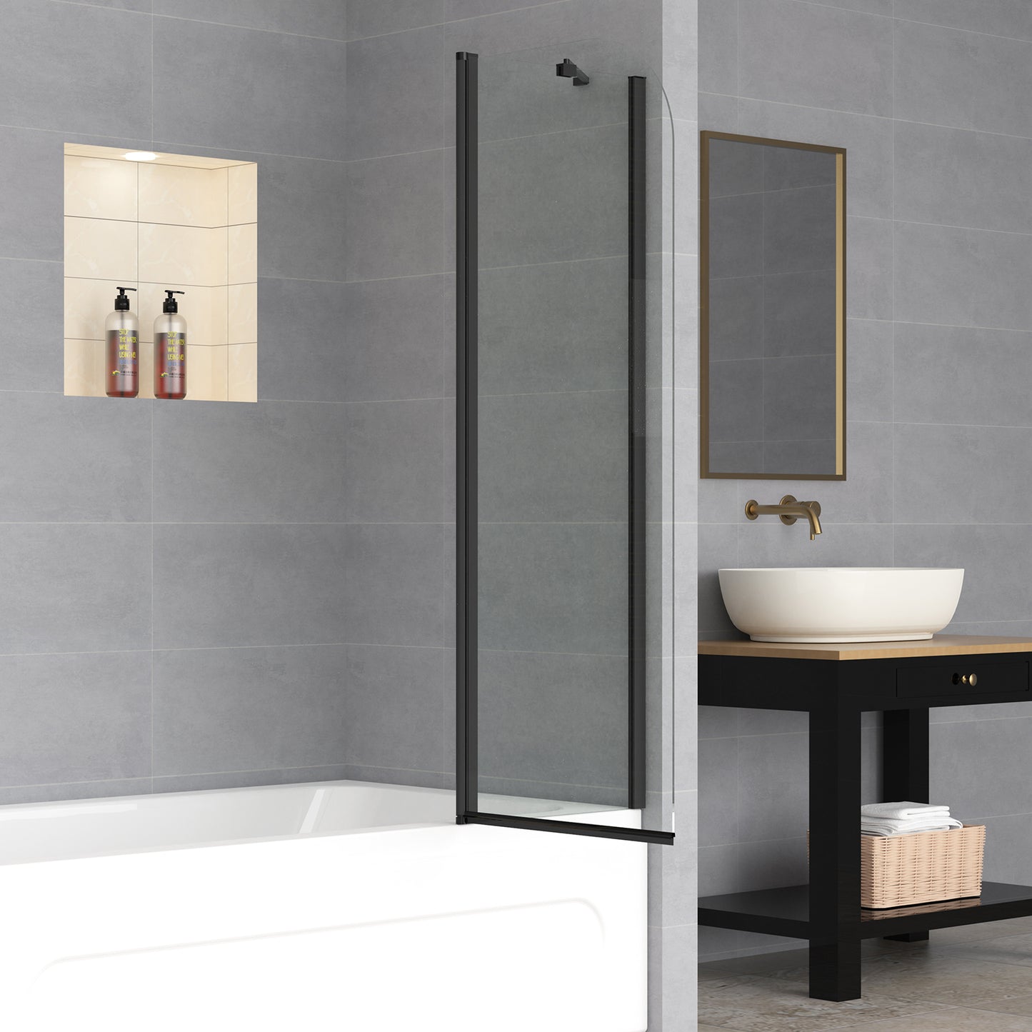 2-Section 180°Pivot Over Bath Shower Screen