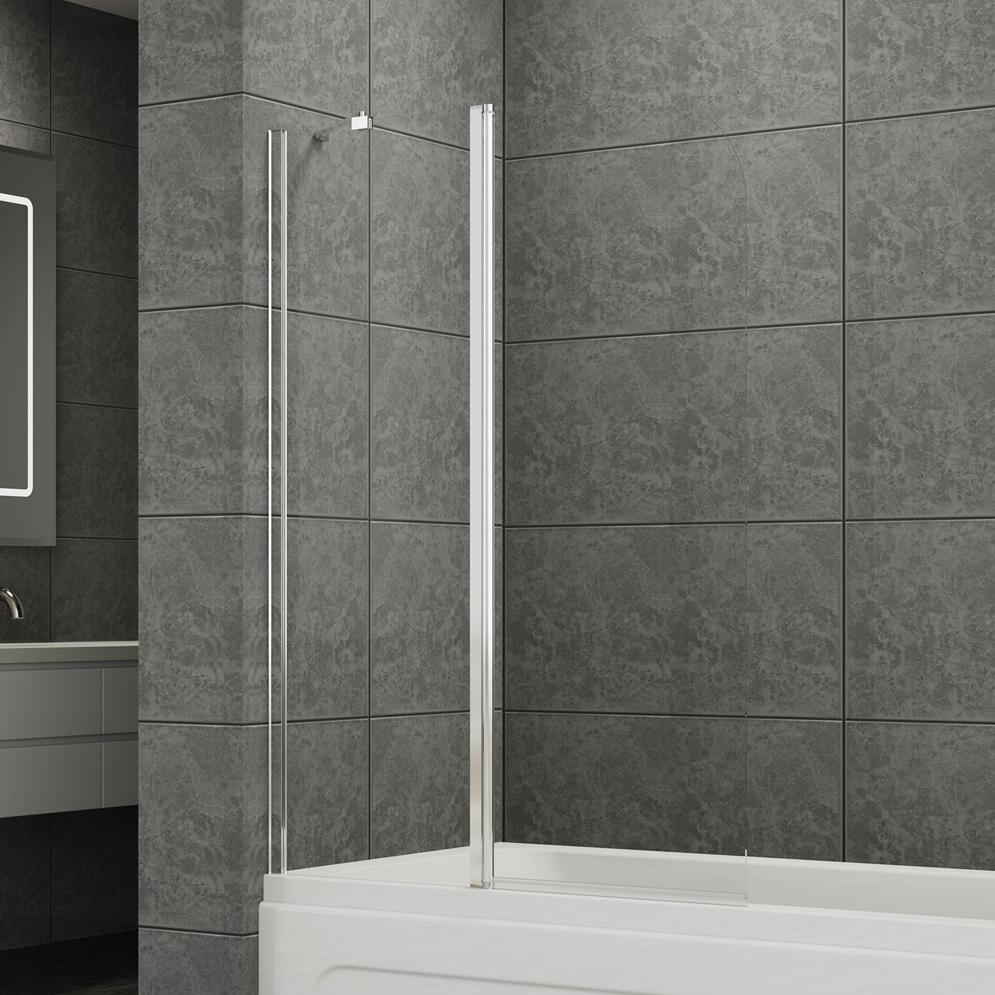 2-Section 180°Pivot Over Bath Shower Screen