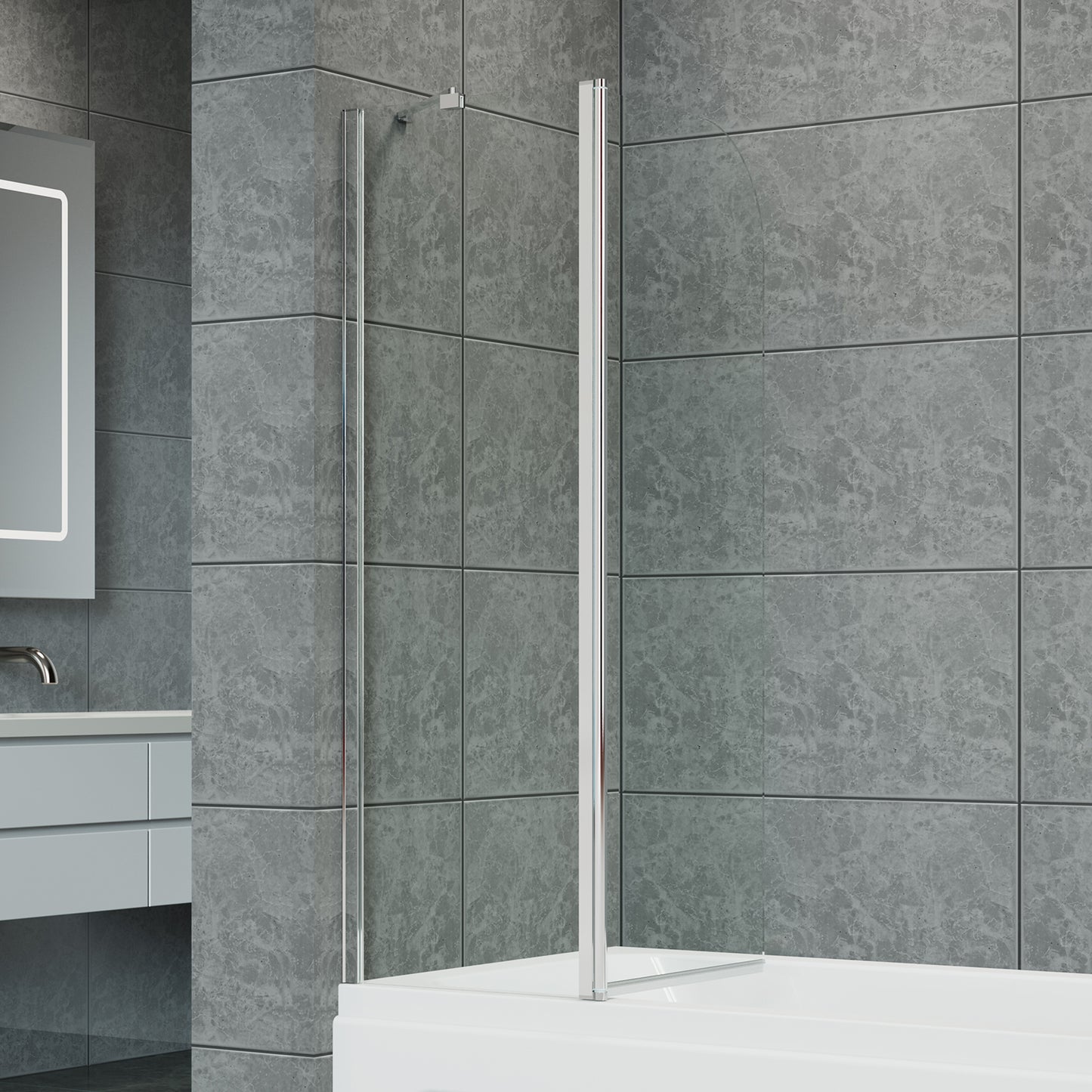 2-Section 180°Pivot Over Bath Shower Screen