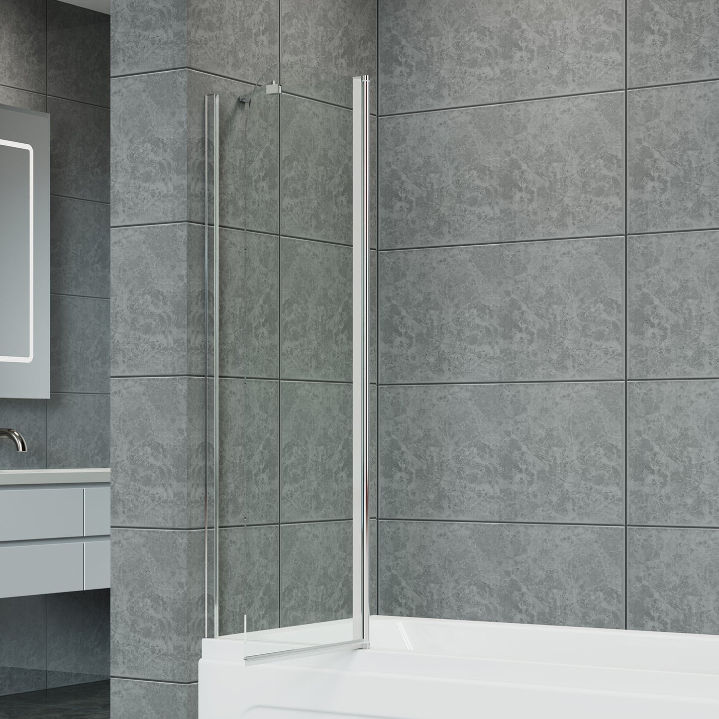 2-Section 180°Pivot Over Bath Shower Screen