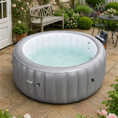 180cm x 71cm Grey Inflatable Hot Tub with Bubble Massage