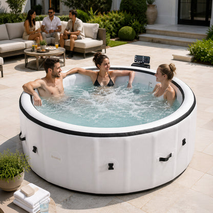 206cm x 71cm White Inflatable Hot Tub with Bubble Massage