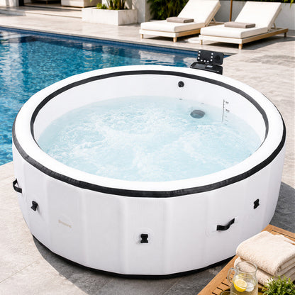 206cm x 71cm White Inflatable Hot Tub with Bubble Massage