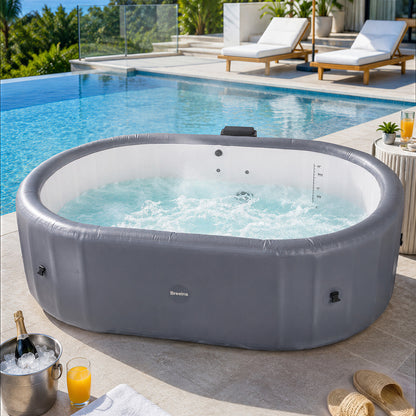 255cm x 71cm Grey Inflatable Hot Tub with Bubble Massage