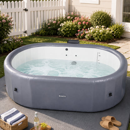 255cm x 71cm Grey Inflatable Hot Tub with Bubble Massage