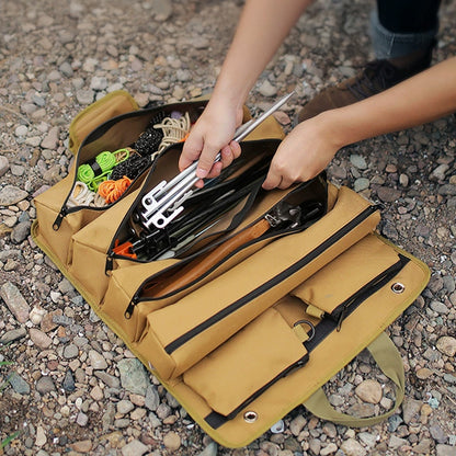 Roll Up Tool Storage Bag with 2 Detachable Tool Pockets