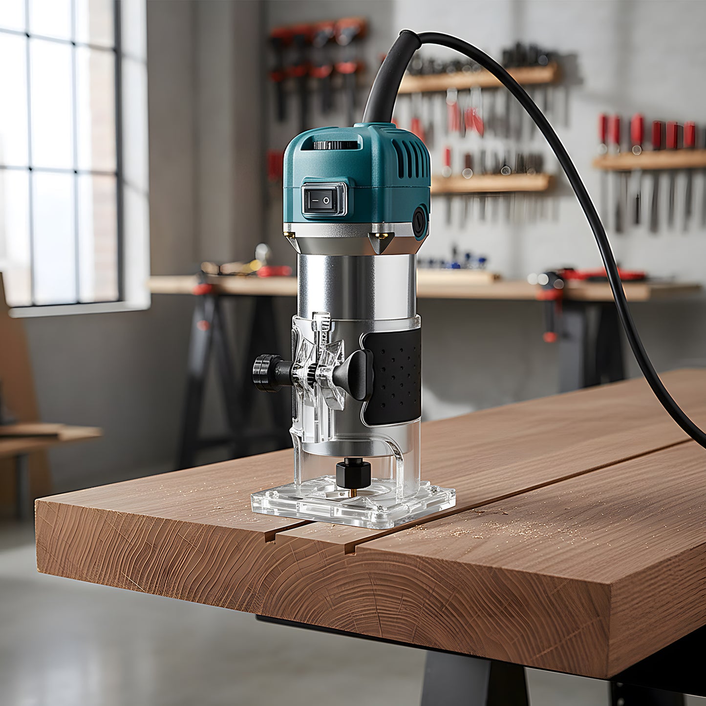 800W 6-Speed Electric Wood Router with Router Bits Set