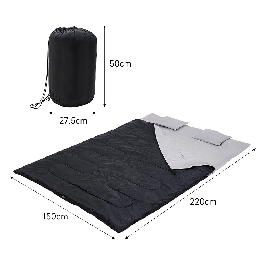 Large Double Sleeping Bag with Two Pillows