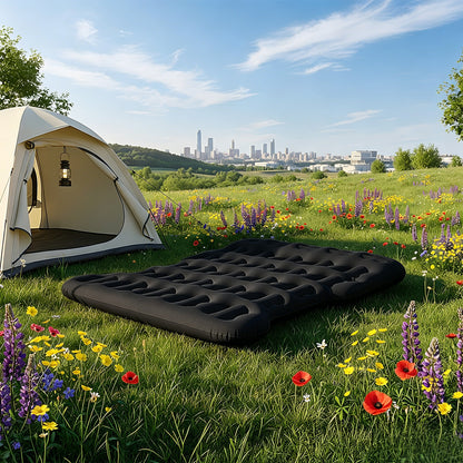 Inflatable Flocked Car Air Mattress with Built-in Pump