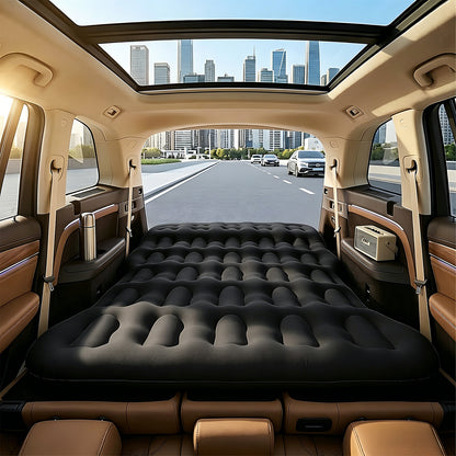 Inflatable Flocked Car Air Mattress with Built-in Pump