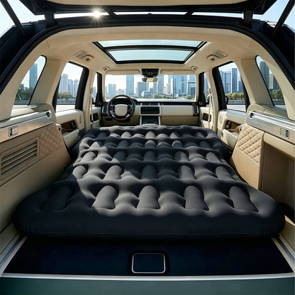 Inflatable Flocked Car Air Mattress with Built-in Pump