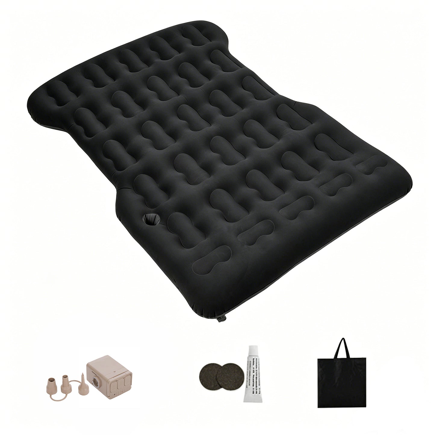 Inflatable Flocked Car Air Mattress with Built-in Pump