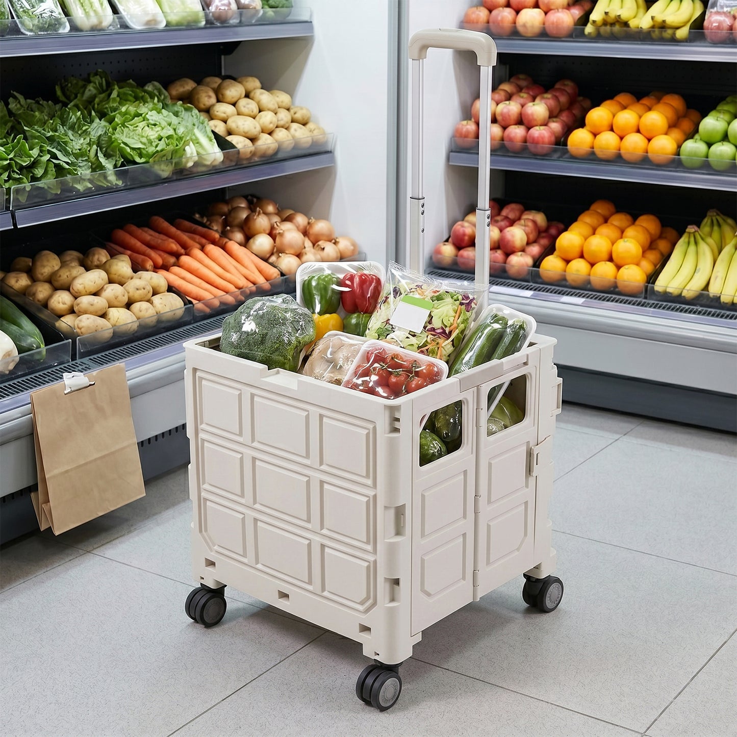 Folding Shopping Trolley Cart with Wheels