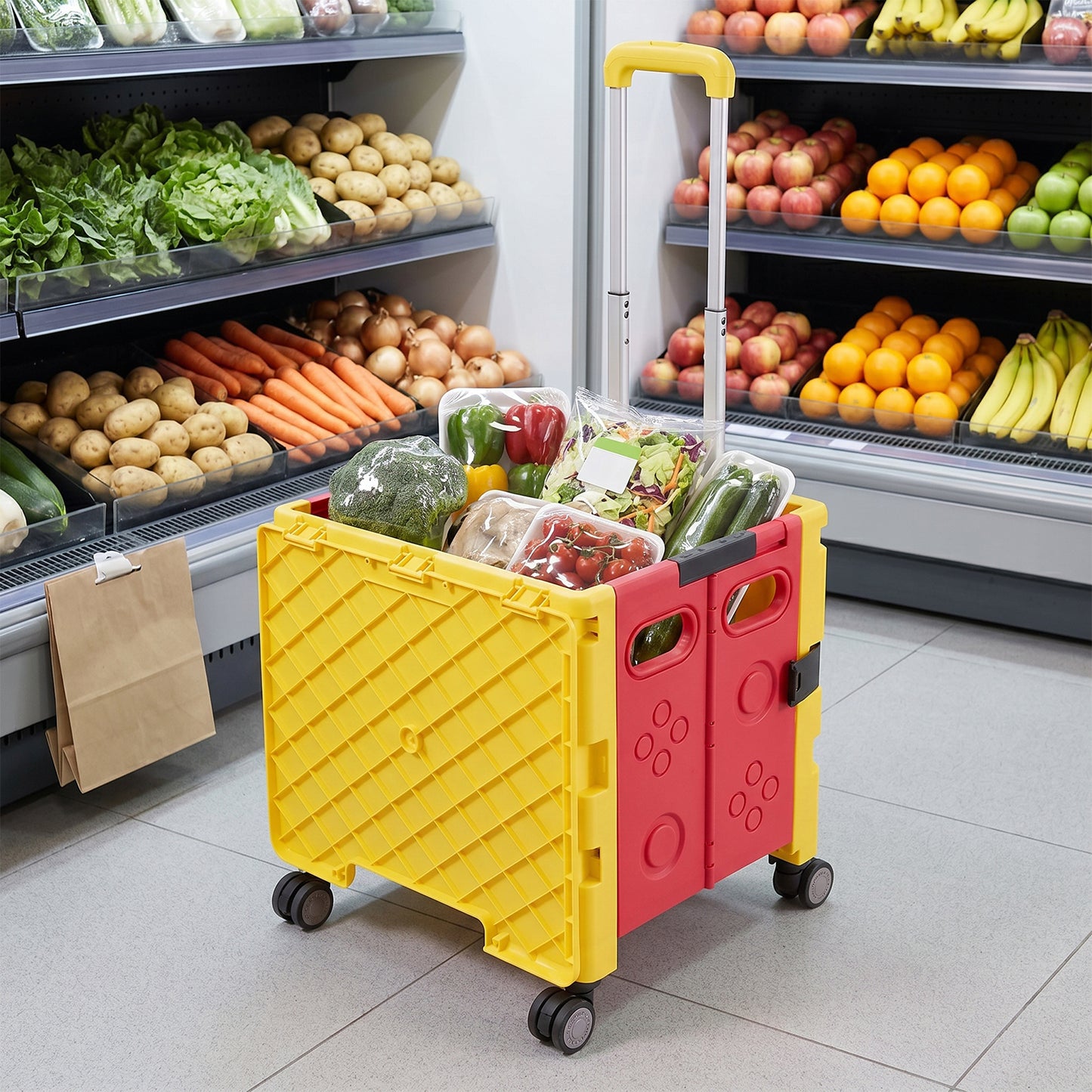 Folding 32L Shopping Trolley Cart with Wheels