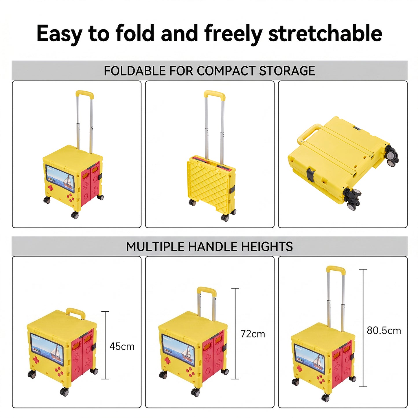 Folding 32L Shopping Trolley Cart with Wheels