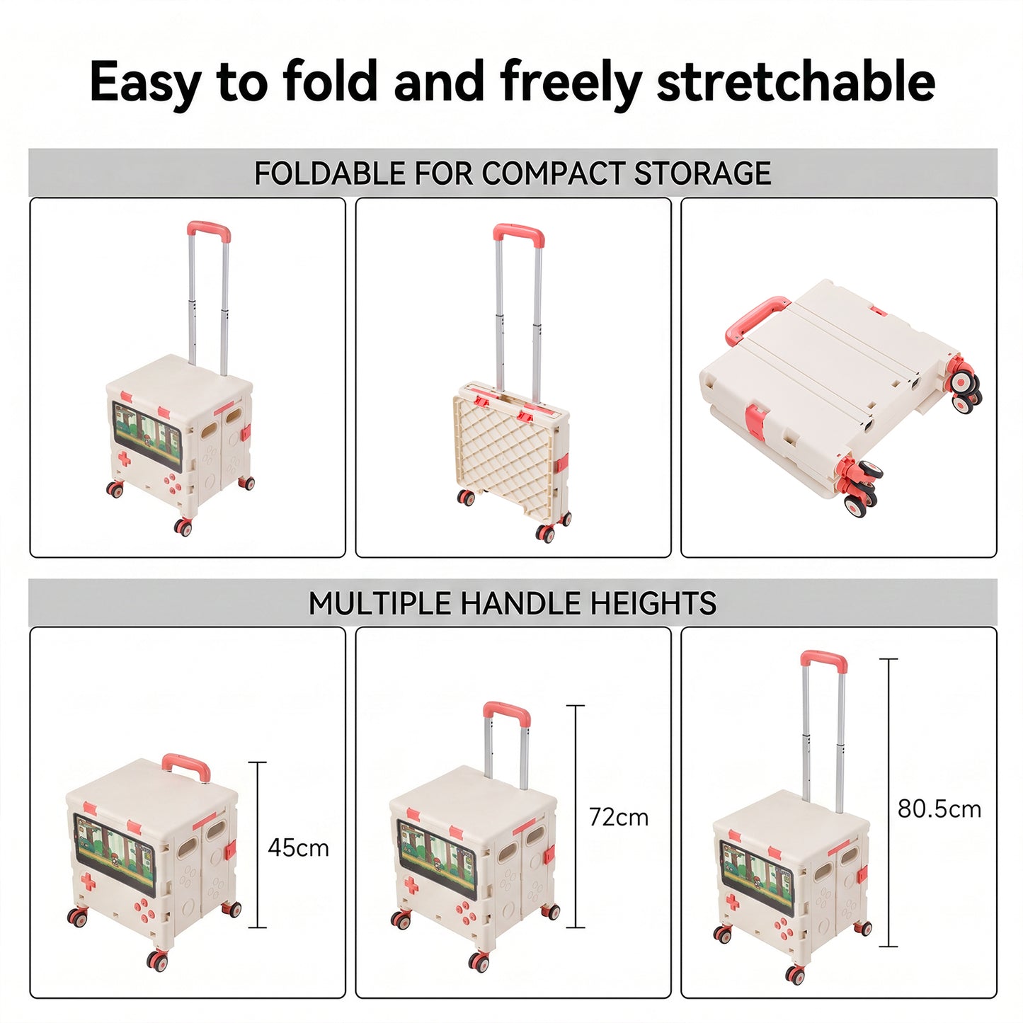 Folding 32L Shopping Trolley Cart with Wheels