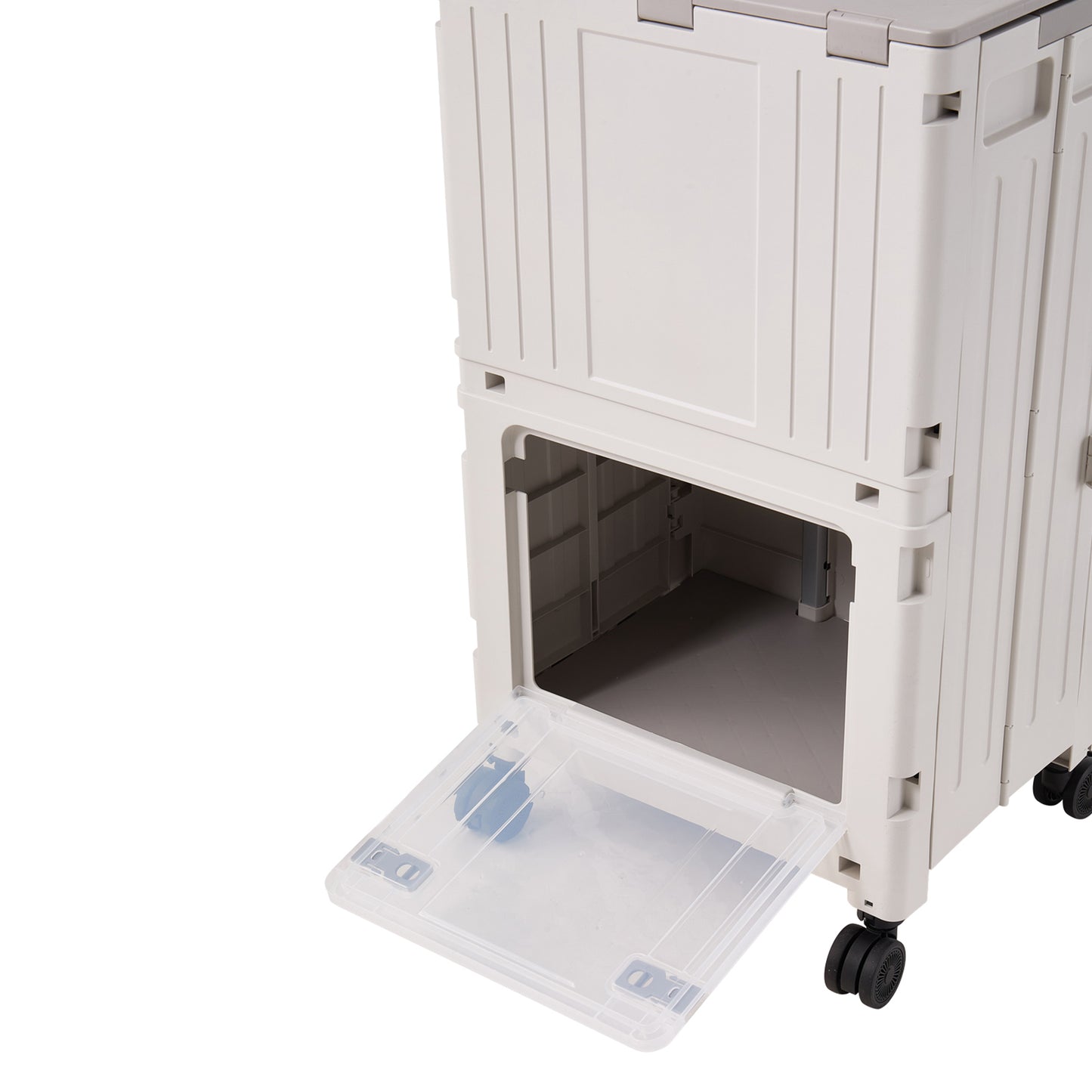 2-Tier Folding 72L Shopping Trolley Cart with Wheels
