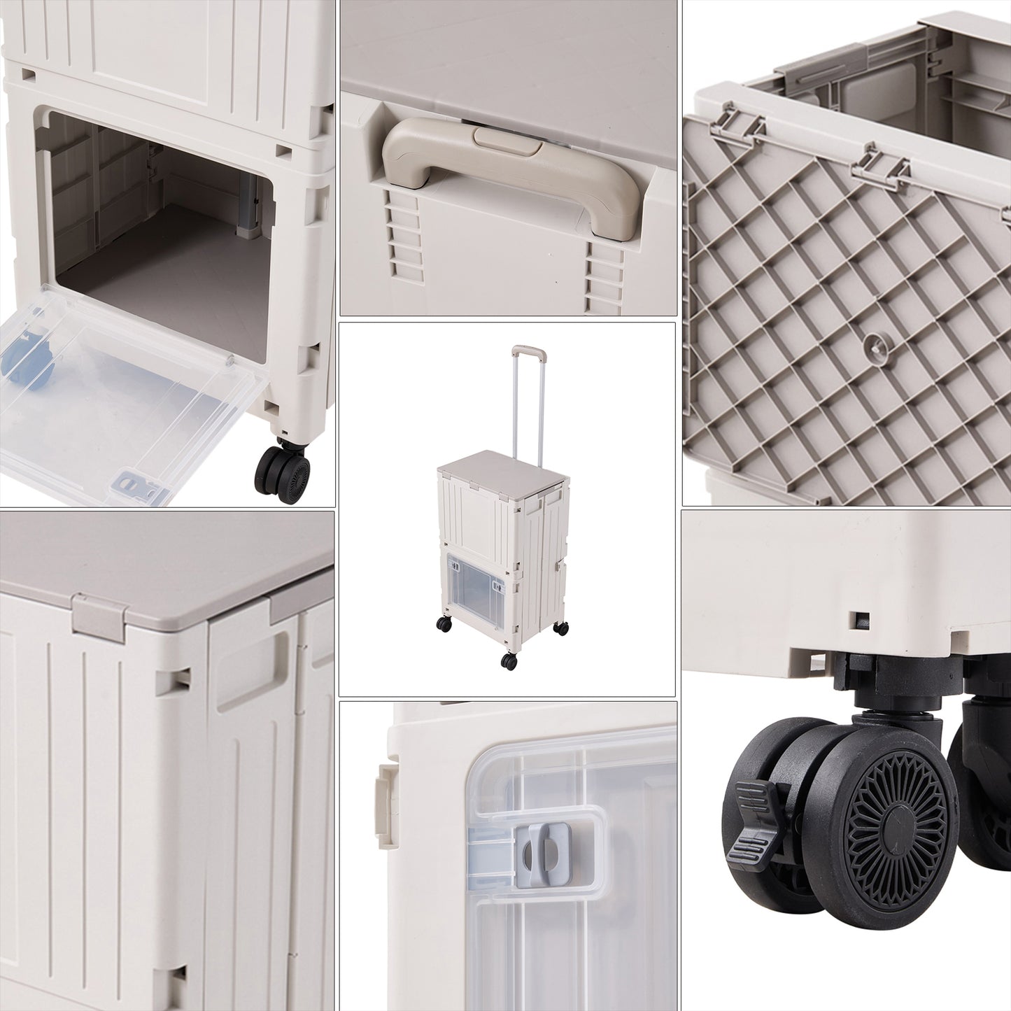2-Tier Folding 72L Shopping Trolley Cart with Wheels