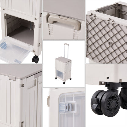 2-Tier Folding 72L Shopping Trolley Cart with Wheels