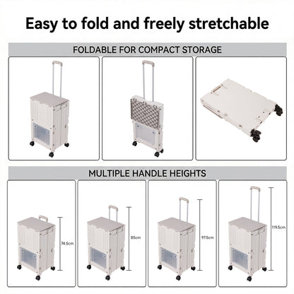 2-Tier Folding 72L Shopping Trolley Cart with Wheels