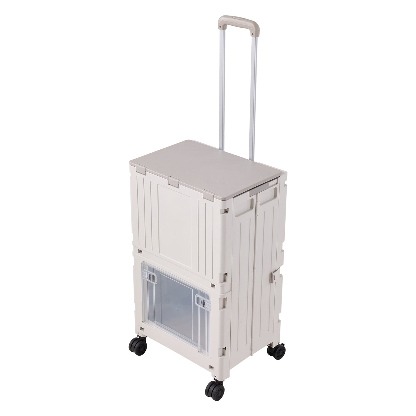 2-Tier Folding 72L Shopping Trolley Cart with Wheels