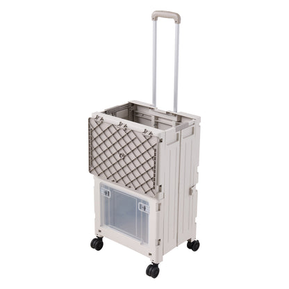 2-Tier Folding 72L Shopping Trolley Cart with Wheels