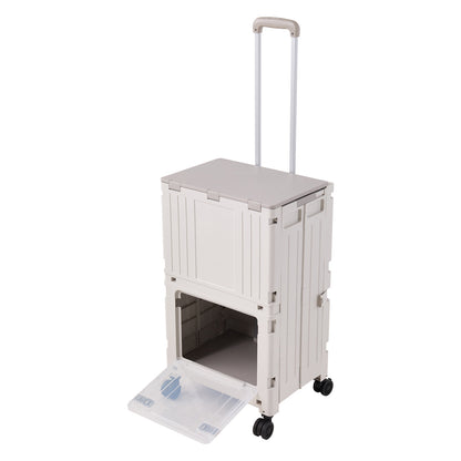 2-Tier Folding 72L Shopping Trolley Cart with Wheels