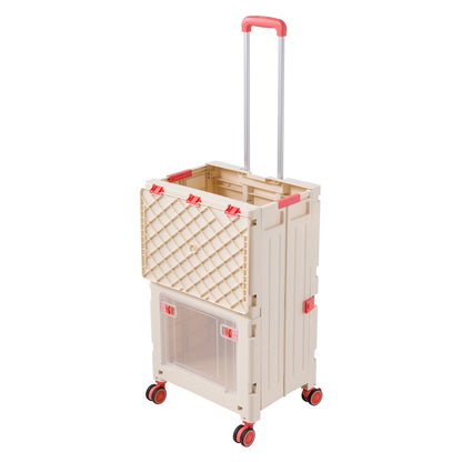 2-Tier Folding 72L Shopping Trolley Cart with Wheels