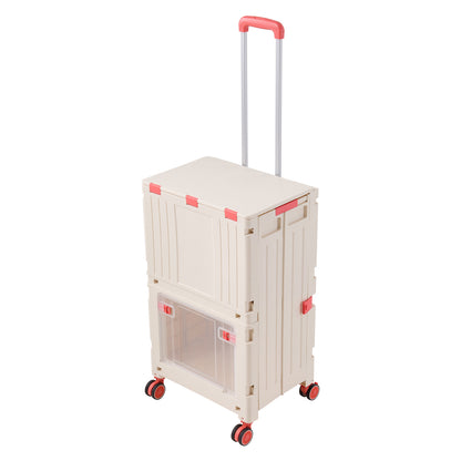 2-Tier Folding 72L Shopping Trolley Cart with Wheels