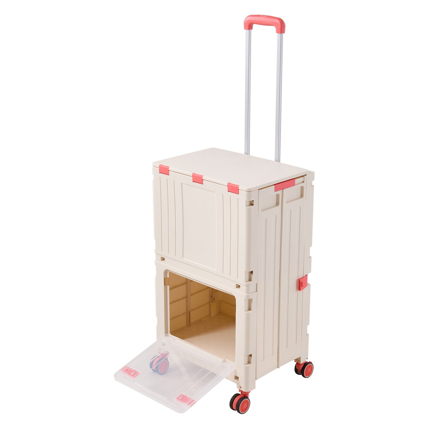 2-Tier Folding 72L Shopping Trolley Cart with Wheels